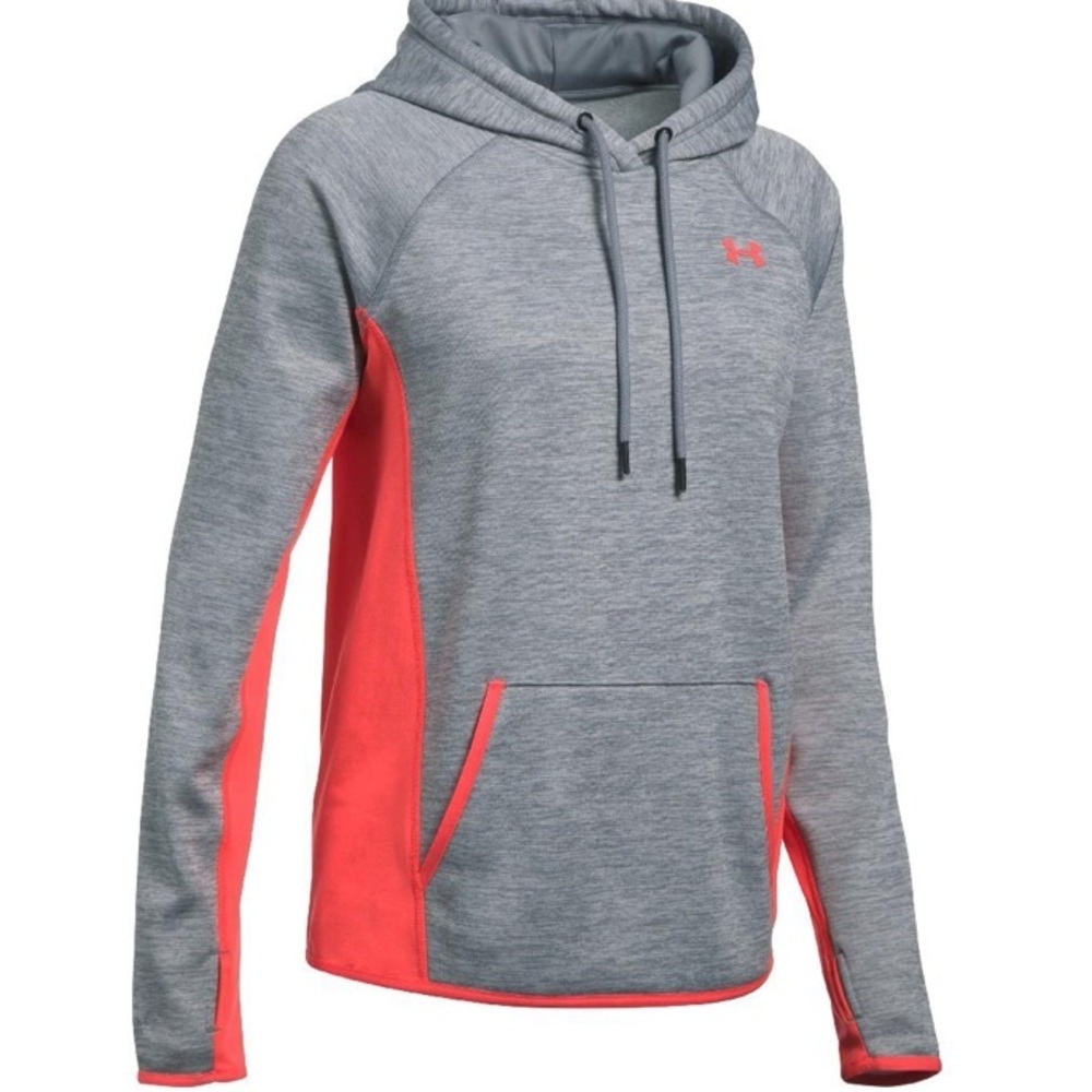 Under armor cold gear storm hoodie hot pink and gray small loose fit swe…​